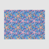 Zeesterren Patroon Roze en Blauw Decoupage Tissuepapier (Voorkant)
