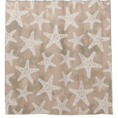 Zeesterren Patroon Zand Beige Douchegordijn (Voorkant)