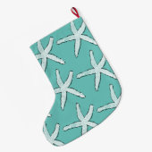 Zeesterren Pattern Strand Kust Blauwgroen Blauw Ke Grote Kerstsok (Achterkant (Hangend))