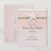 Zeesterren Peach & Cream Beach Bruiloft Save the D Aankondigingskaart (Voorkant / Achterkant)
