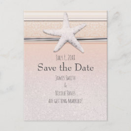 Zeesterren Peach & Cream Beach Bruiloft Save the D Aankondigingskaart