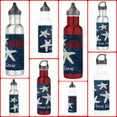 Zeesterren Rood Wit en Blauw USA Patriotic Nautica Waterfles
