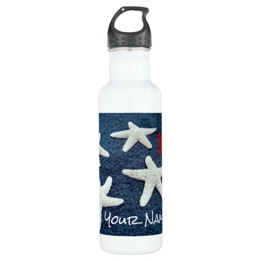 Zeesterren Rood Wit en Blauw USA Patriotic Nautica Waterfles (Voorkant)