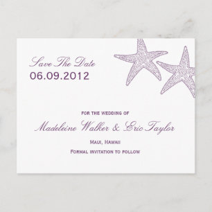 Zeesterren Save The Date Briefkaart - Paarse