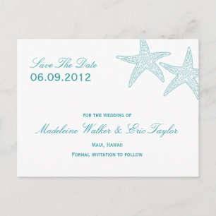Zeesterren Save The Date Briefkaart - Turquoise