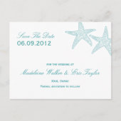 Zeesterren Save The Date Briefkaart - Turquoise (Voorkant)