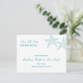 Zeesterren Save The Date Briefkaart - Turquoise (Staand voorkant)