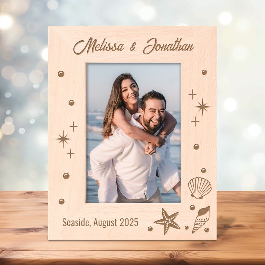 Zeesterren schelpen en parels 5x7 gegraveerde lijstjes