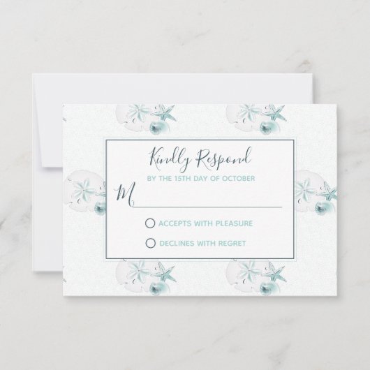 Zeesterren schelpen moderne elegante strand RSVP b (Voorkant)