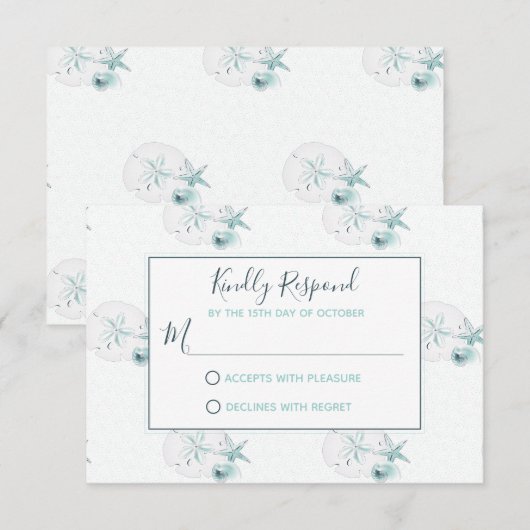 Zeesterren schelpen moderne elegante strand RSVP b (Voorkant / Achterkant)