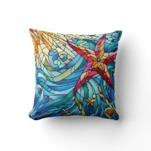 Zeesterren Seashell Beach Glas in lood Coastal