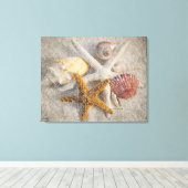 Zeesterren/Shell/Zandstrand Stilleven Canvas Afdruk (Insitu (Houten vloer))