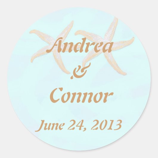 zeesterren strand bruiloft sticker (Voorkant)