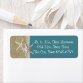 Zeesterren Strand en Burlap Blauwgroen Etiket (Insitu)