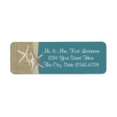 Zeesterren Strand en Burlap Blauwgroen Etiket (Voorkant)