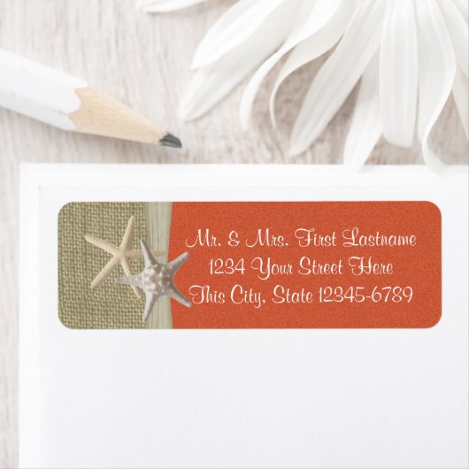 Zeesterren Strand en Burlap Koraal Etiket (Insitu)