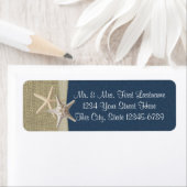 Zeesterren Strand en Burlap Marine Etiket (Insitu)