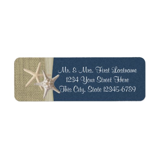 Zeesterren Strand en Burlap Marine Etiket (Voorkant)