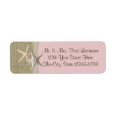 Zeesterren Strand en Burlap Roze Etiket (Voorkant)