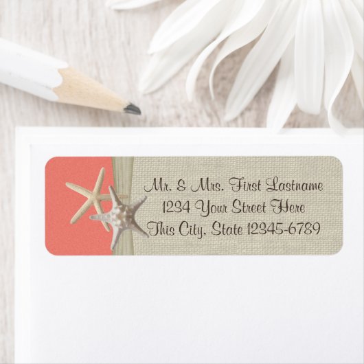 Zeesterren strand koraal etiket (Insitu)