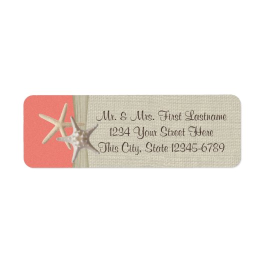 Zeesterren strand koraal etiket (Voorkant)