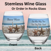 Zeesterren strand Stemless wijnglas of rotsen glas