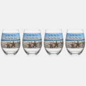 Zeesterren strand Stemless wijnglas of rotsen glas (Achterkant)