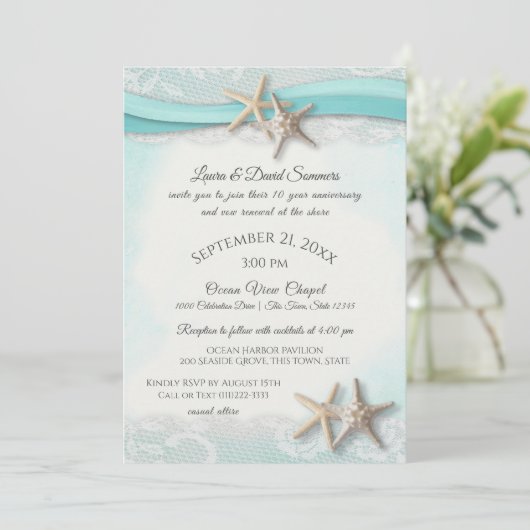 Zeesterren tropisch strand gelofte vernieuwing kaart (Staand voorkant)