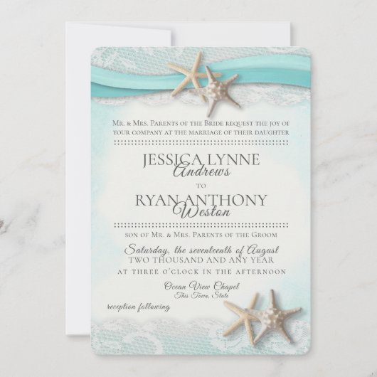 zeesterren tropisch strand rustiek kaart (Voorkant)