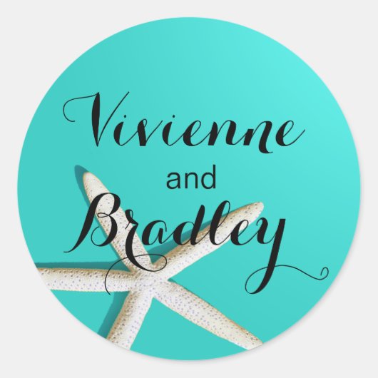 Zeesterren Vingers Strand | BLAUWGROEN Ronde Sticker (Voorkant)