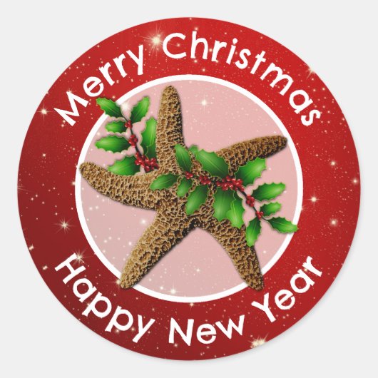 Zeesterren Vrolijke Kerstmis Envelop zegels (Voorkant)