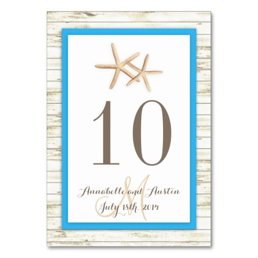 Zeesterren witgekalkte houten strand tropische bru kaart (Voorkant)