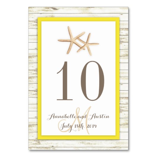 Zeesterren witgekalkte houten strand tropische bru kaart (Voorkant)