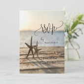 Zeesterren Zandstrand Script RSVP Kaart (Staand voorkant)
