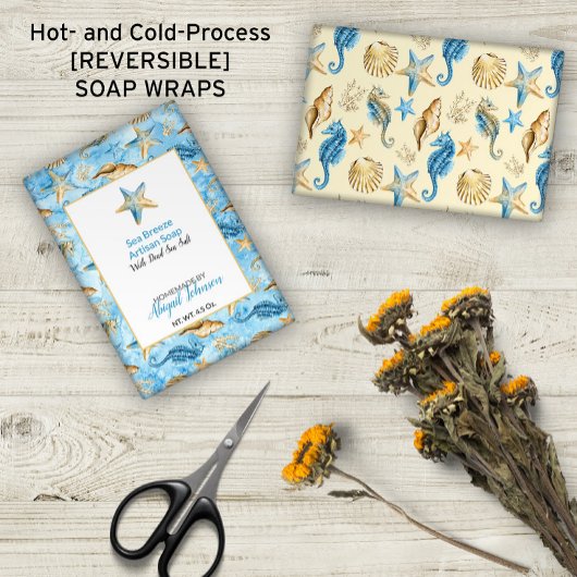 🐚 Zeesterren Zeeschelpen Ivoor & Blauwe Zeep Wrap