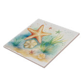 Zeesterren zeewier Waterverf onder het Zee Tegeltje (Zijkant)