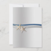 Zeesterren Zilver en Blauw Lint Save the Date (Achterkant)
