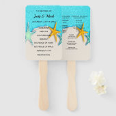 zeesterren zomer strand bruiloft programma fans handwaaier (Voorkant en achterkant)