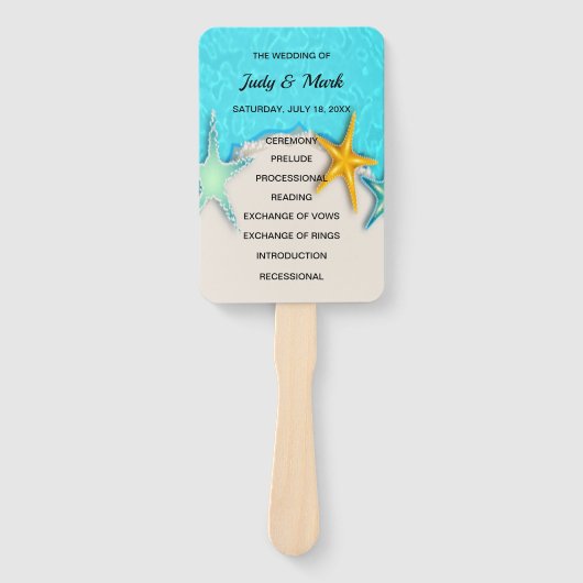  zeesterren zomer strand bruiloft programma fans handwaaier (Voorkant)
