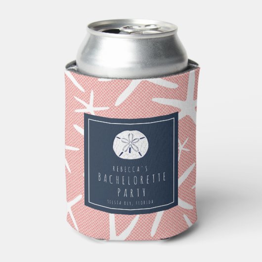 Zeesterrenkoraal en marine Florida Beach Bachelore Blikjeskoeler (Blikje Voorkant)