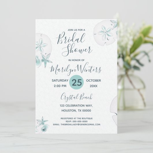 Zeesterschelpen Modern Elegant Beach Vrijgezellenf Kaart (Staand voorkant)