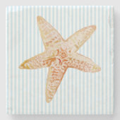 Zeestervis schilderij blauwe streep marmeren steen stenen onderzetter (Voorkant)