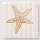 Zeestervis schilderij roze streep marmeren steen O Stenen Onderzetter (Voorkant)