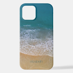 Zeestrand aan land gepersonaliseerd iPhone 12 hoesje