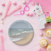 Zeestrand en golven papieren bordje (Feest)