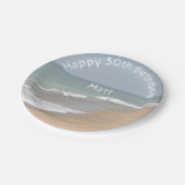 Zeestrand en golven papieren bordje (Gekanteld)