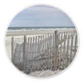 Zeestrand en ingeweven omheining keramische knop (Voorkant)