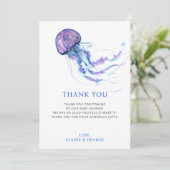 Zeestrand onder het Baby shower van de Zee Bedankkaart (Staand voorkant)