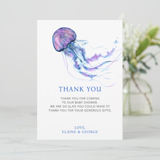 Zeestrand onder het Baby shower van de Zee Bedankkaart (Staand voorkant)