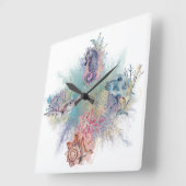 Zeestrand onder Zee Waterverf Art Seahorse Vierkante Klok (Hoek)